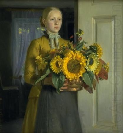 Michael Ancher Pigen med solsikkerne china oil painting image